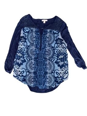 Dress Barn Navy Blue Lace Blouse Size Small